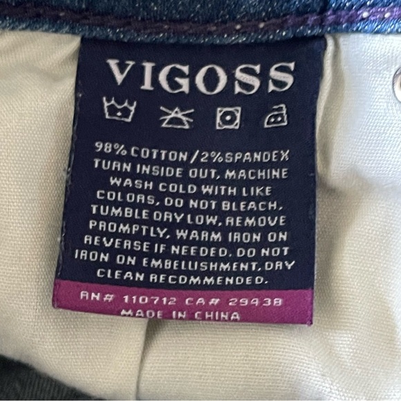 Vigoss Kendra Bootcut Jeans Size 25 Embroidered Mid Rise Denim flap pocket - Picture 10 of 11